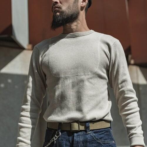 Bronson 1940s USN N-1 Heavy Weight Underwear T-Shirt 100% Cotton Warm Long Sleeve T-Shirts