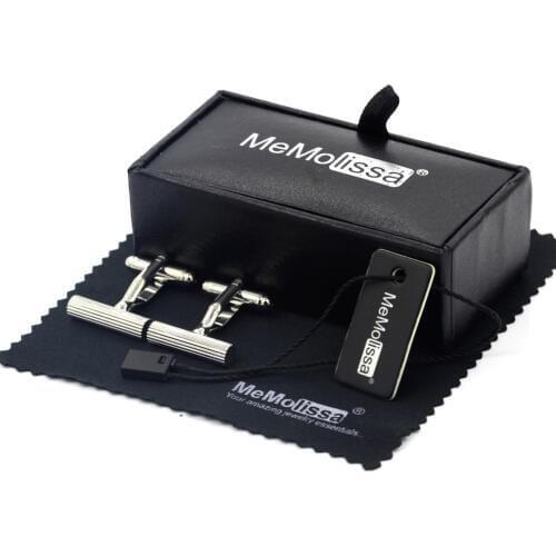 MeMolissa Display Box Classic Shirt Cufflinks Cylinder Design High-grade Jewelry Mens Cuff links Tag & Wipe Cloth