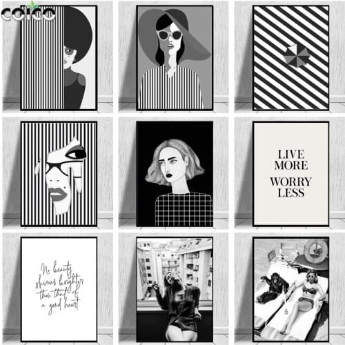 Metal Picture Frame with Motivational Poster Wood Photo Frame Luxury Black White Canvas Painting Wall Art Print for Living Room