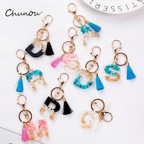 Fashion Creative Acrylic Initials Letter Pendant Temperament Key Chain Handbag Charms for Woman Car Key Ring Simple Party Gift
