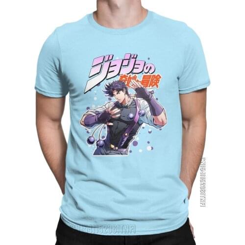 Joseph Jostar JoJo Bizarre Adventure T-Shirt Men Hipster Pure Cotton Tee Shirt Crewneck Classic T Shirt Printed Clothes