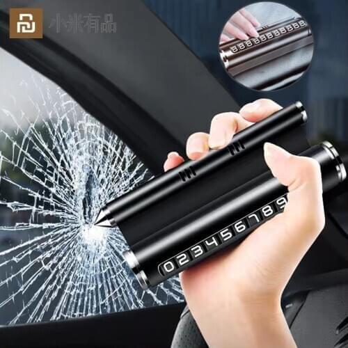 New Youpin Multifunctional Parking Number Plate 4 in 1 Aromatherapy Phone Holder Stand Car Safety Hammer Alloy Window Breaker