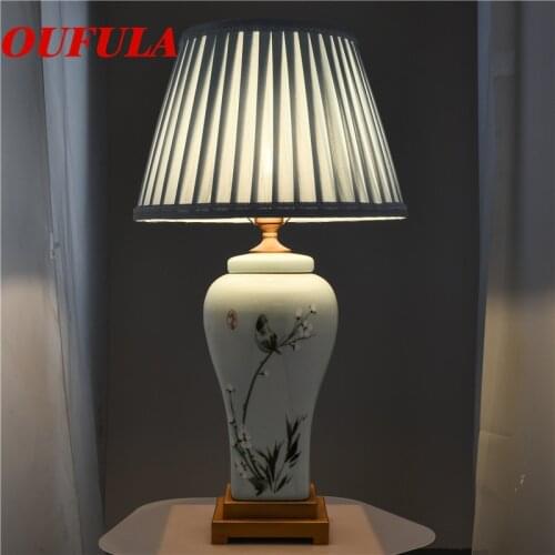 OUFULA Ceramic Table Lamps Desk Lights Luxury Modern Contemporary Fabric for Foyer Living Room Office Creative Bed Room Hotel