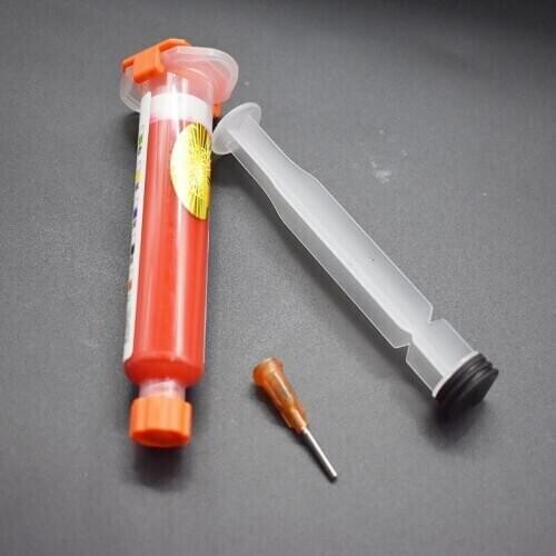 10ML Red UV Solder Mask 1 Needle & Push PCB BGA PAINT PREVENT CORROSIVE ARCING Soldering Paste Flux Cream Welding Fluxes Oil
