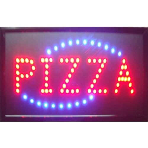 Direct selling 10x19 inch semi-outdoor Pizzas store Ultra Bright running led illuminated sign