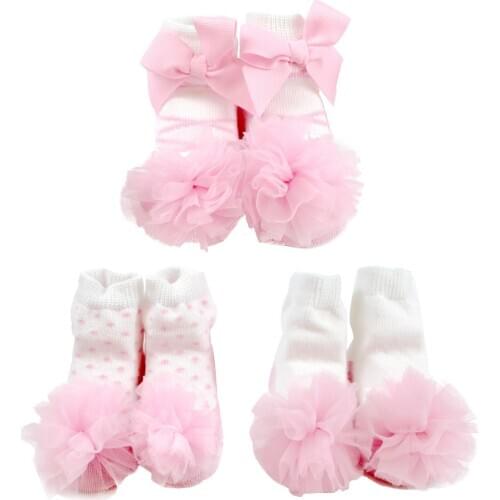 Sanlutoz Socks Baby Girls Newborn Ruffle Lace Infant Socks 3 Pack Gift Set Toddler Girl Pink Princess Socks Baby