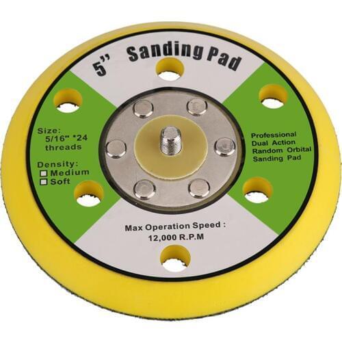 Professional 5 Inch 12000rpm Dual Action Random Orbital Sanding Pad Plate with 6 Holes for Pneumatic Sanders Disc Air Polishers