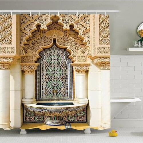 200X180 bathroom waterproof shower curtain Moroccan ancient architectural design stone door printing polyester home decoration