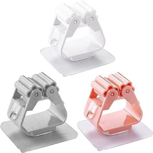 1Pc Multi-functional Adhesive Hooks Wall Mounted Mop Clip Holde r Brush Broom Hanger Hook Kitchen Bathroom Storage Holder Rack