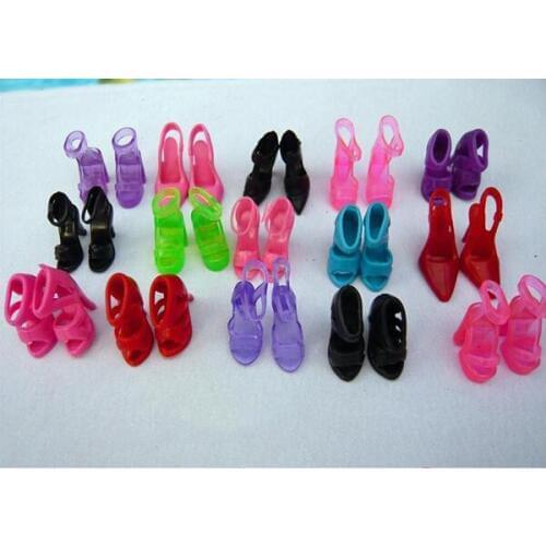12Pair/lot Mixed-Styles Fashion Sandals Little Toy Assorted Shoes for Doll Accessories Original High-heel Shoes For Dolls