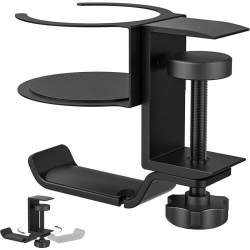 2 In 1 PC Gaming Headset Stand Wall Hook Mount Earphones Stand Display For Gaming Headsets Multiuse Cup Holder Cable Organizer