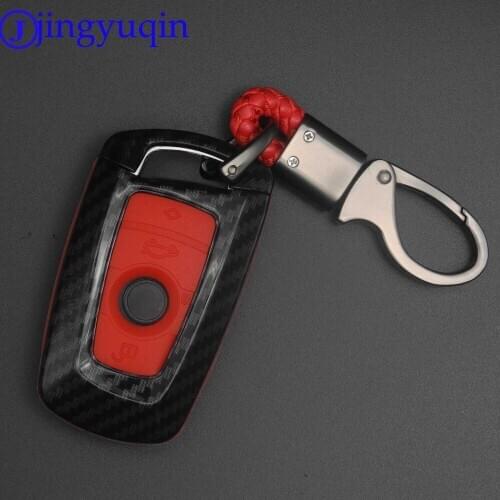 2019 Anti-fall Carbon fiber silicone Car Key Cover Case For BMW 520 525 X5 F15 1 2 5 7 Series Auto Shell Key Protection Keychain