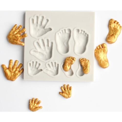 3D Cute Baby Feet Hand Print Fondant Cake Decorating Tool DIY Sugar Craft Chocolate Mould Soap Molds Bakeware