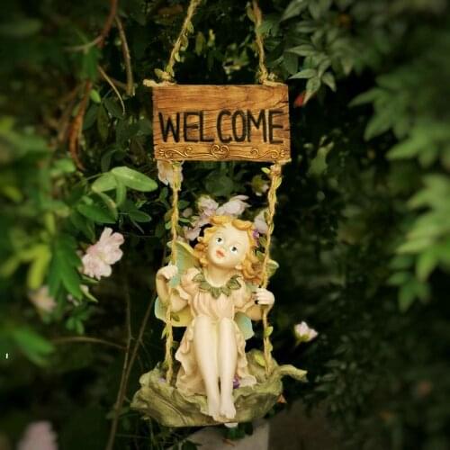 American Swing Flower Fairy Welcome Card Ornaments Outdoor Garden feng shui Figurines Crafts Courtyard kawaii Balcony Decoration