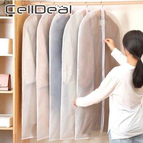 CellDeal 5/10PCS Clothes Hanging Garment Dress Clothes Suit Coat Dust Cover Storage Bag Pouch Case Organizer Wardrobe Hanging