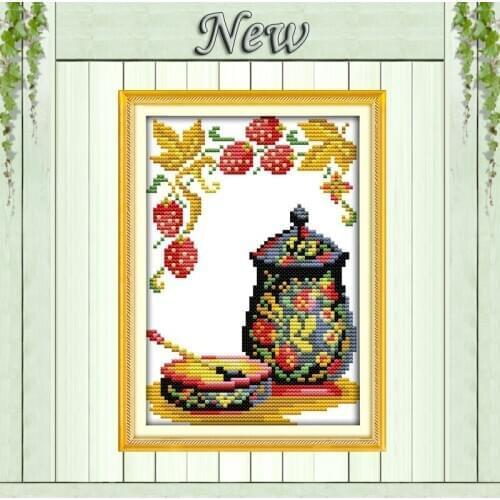 Coloured pottery fruit home Decor paintings counted printed on canvas DMC 11CT 14CT kits Cross Stitch embroidery needlework Sets