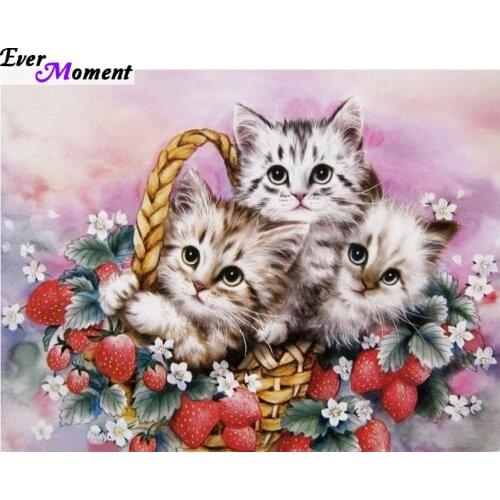 Flower basket cats Diy Diamond Painting Embroidery Needlework Cross Stitch Wall decoration pasted painting Cat Craft ASF135