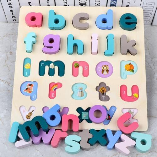 30*30CM Baby Kids Puzzles Wooden Toys Alphabet Digital Board Wooden Puzzles Kids Early Learning Educational Toys For Children