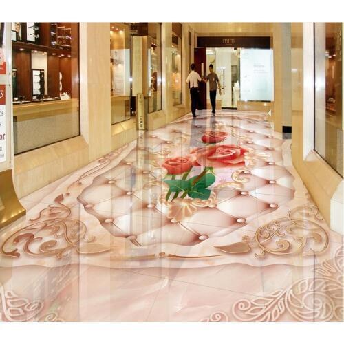 Rose marble Photo floor wallpaper 3d stereoscopic 3d floor wallpapers Custom Photo self-adhesive 3D floor