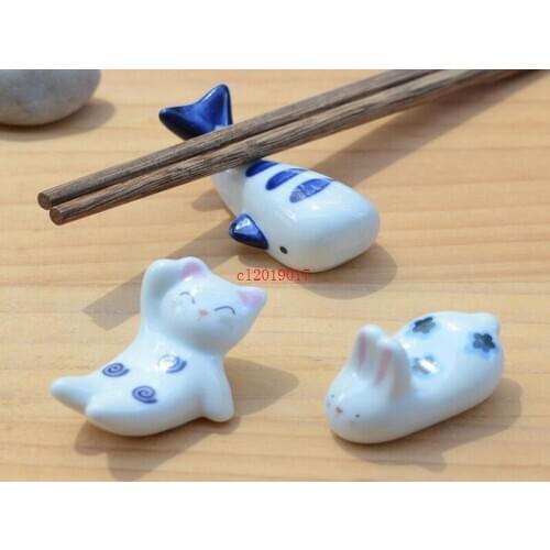 Household chopsticks with cute rabbit ceramic waving cat chopsticks