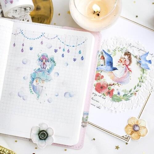 1 pcs DIY Paper Japanese Washi Masking Tapes Girls Flowers Star Decoration Adhesive Tapes Scrapbooking stickers 5m