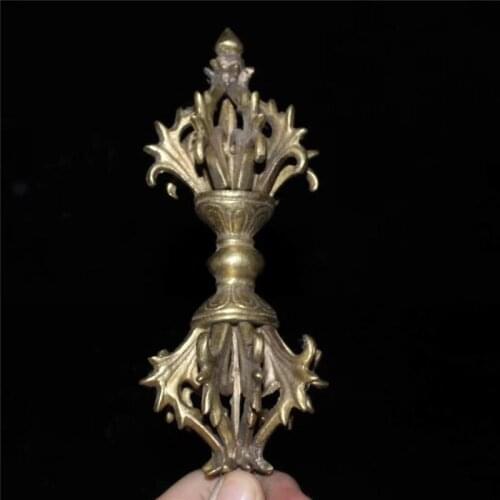 Collection Chinese Hand-made Buddhist Instruments Bronze Carvings Vajra Pestle Devil Subduing Pestle Auspicious Gift Decoration