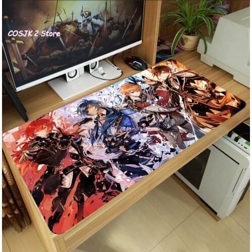 Game Genshin Impact Zhongli Diluc Large Mouse Pad Thicken Gaming Mice Mat Desk Keyboard Mat Anti-Slip Playmat Cosplay Gift
