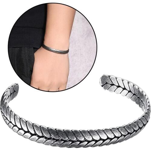 Beautiful Bangle Open Cuff Wristband with Wheat Ear Pattern for Women Girls
