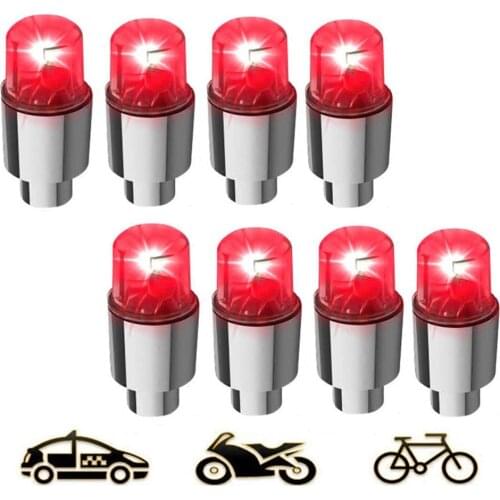 8pcs Bike Lights Wheel Tire Lamp Air Leakproof Led Neon Light Valve Stem Cap Bicycle Car Motorcycle Accessories #T2P