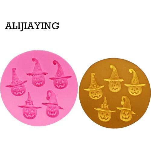 M0272 1Pcs Halloween pumpkin hats silicone mold Cake Decorating tools Chocolate Fondant Mold Cake Border Mould