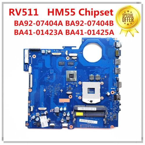 For Samsung RV511 Laptop Motherboard HM55 BA92-07404A BA92-07404B BA41-01423A GeForce 315M 512MB DDR3 100% Tested
