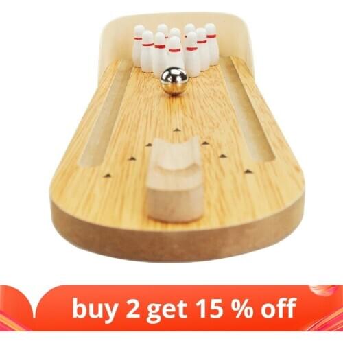 Mini Bowling Games Wooden Miniature Bowling Ball Set for Kids Adults Party Fun Indoor table games