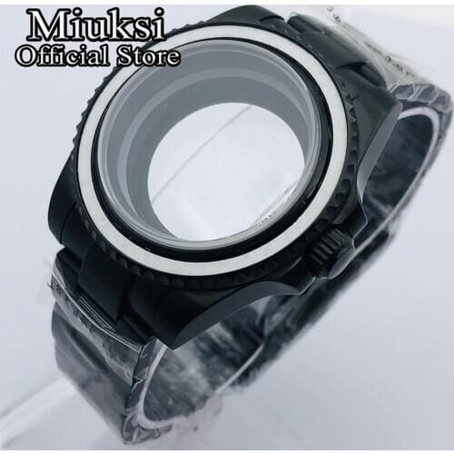 Miuksi 40mm sapphire glass black PVD watch case fit NH35 NH36 ETA 2836,Miyota 8205 8215 821A,Mingzhu DG 2813 3804 movement