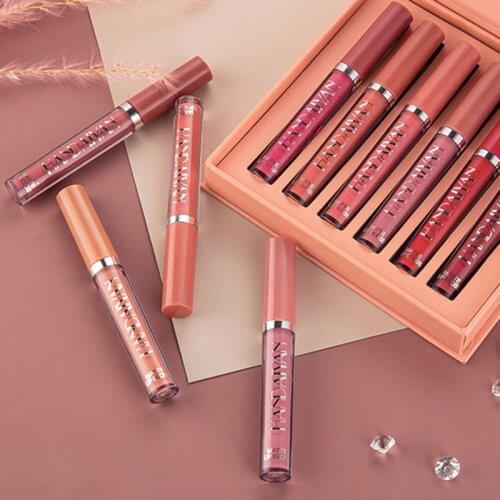 High Quality 6pcs Lipstick Velvety Set Long Lasting Nonstick Cup Not Fade Makeup Cosmetics Kit for Girl Women