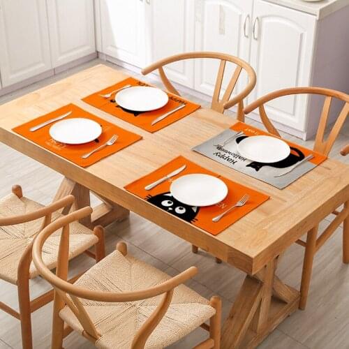 Happy Halloween Table Mat Home Decoration Place Mat Heat Insulation Pad Dinning Kitchen Accessories Rectangular Placemats