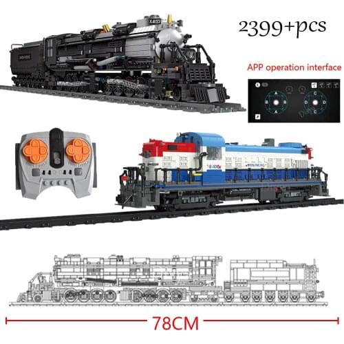NEW City High-tech RC Doomsday Train Bigboy Steam Locomotive Model Bricks Moc Movie Escape Scene Building Blocks Toys For Gift