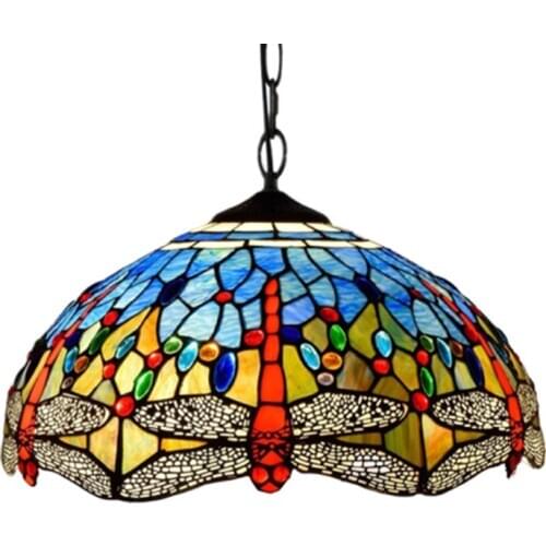 Tiffany dome single hanging pendant light mediterranean colored stained glass shade kitchen suspended drop lights foam packing