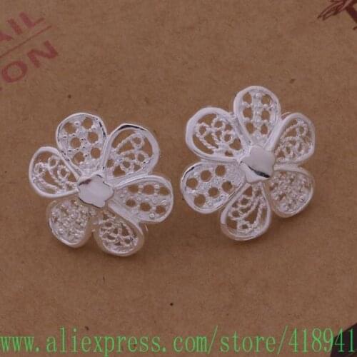 Silver Plated earrings , Silver Plated fashion jewelry , silver plated flower /epiangpa bqkakhra AE514