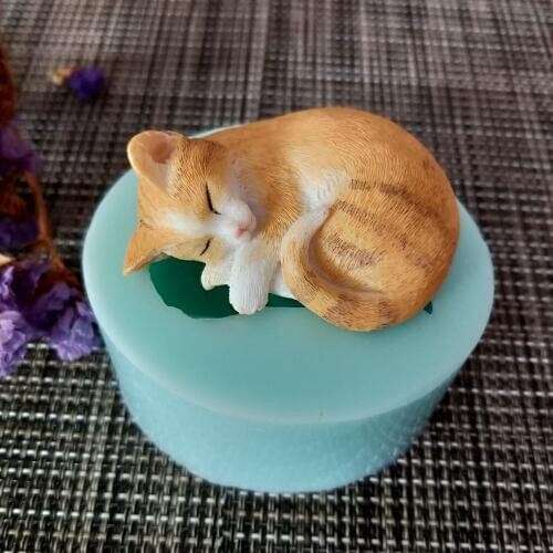 PRZY silicone 3D cute cat handmade soap cake decoration candle silicone molds DIY cat mold