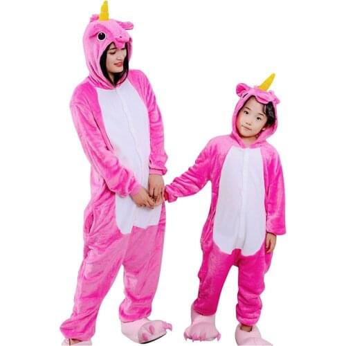 Christmas Gift Animal Unisex Adult warm family winter pink cartoon Hooded Pyjamas Suit Outfit Onesies Cartoon Pajamas sleepwear