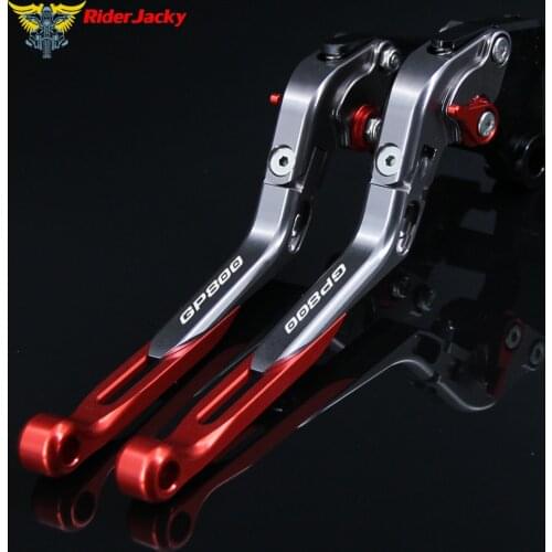 Laser Logo Red&Titanium CNC Adjustable Folding Extendable Motorcycle Brake Clutch Levers For GILERA GP 800 GP800 2007 2008 2009