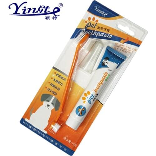 Pet toothbrush Set Healthy Edible Toothpaste Dog Cats Mouth Oral Teeth Cleaning Care Supplies Vanilla Beef Taste Pet Accessories