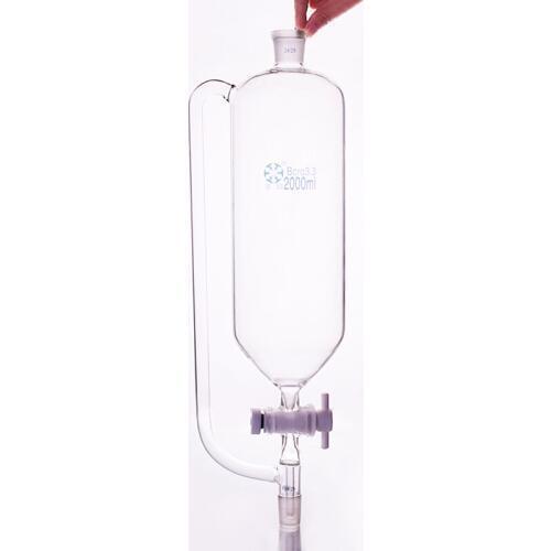 Separatory funnel constant pressure cylindrical shape,2000ml,Joint 24/29,Addition Pressure Equalizing Funnel,PTFE switch valve