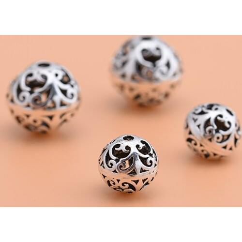 925 sterling silver Thai silver hollow beads loose beads buddha beads beads accessories beaded creative jewelry homemade bracele