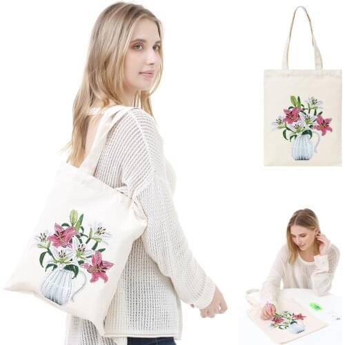 Fashion Flowers Shoulder Bag 5D Diamond Painting Mosaic Shoulder Bag For Women Handbag Rhinestones DIY Special Drill Embroidery
