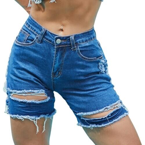 New European and American Summer and Autumn Female Jeans Shorts Hot Pants Nightclub Womens Sexy High Waist Jeans
