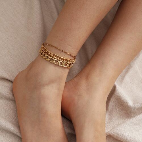 Simple Multilayer Chain Anklets for Women Fashion Gold Silver Color Bracelet on Leg Summer Beach Anklet Set Female Foot Jewelry