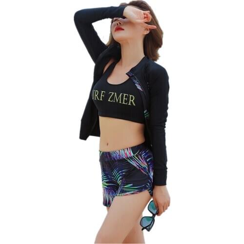 Lady Long Sleeve Rash Guard Sun Protection Swimsuit Sexy Swimwear Full Suit