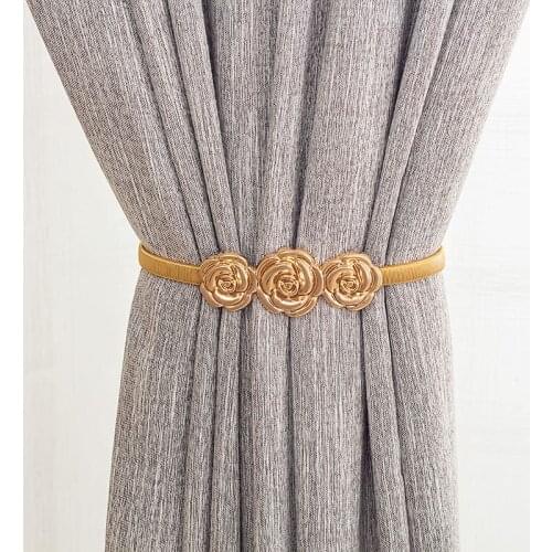 1/2Pcs Metal Curtain Holder Creative Leaves Flower Butterfly Elastic Gold Silver Curtains Tieback Home Decoration Accessories