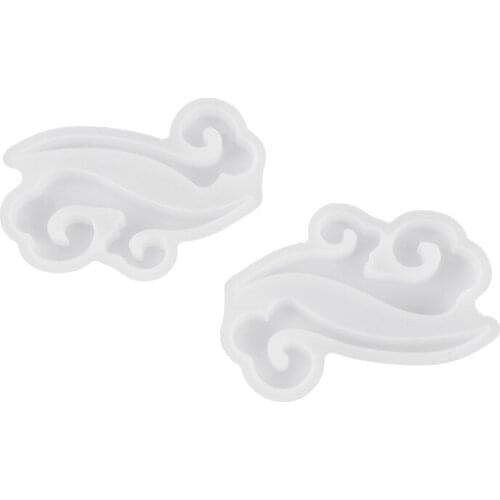 2Pcs Auspicious Clouds and Waves Mirror Chinese Style Chinese Style Ornaments Silicone Diy Crystal Epoxy Mold